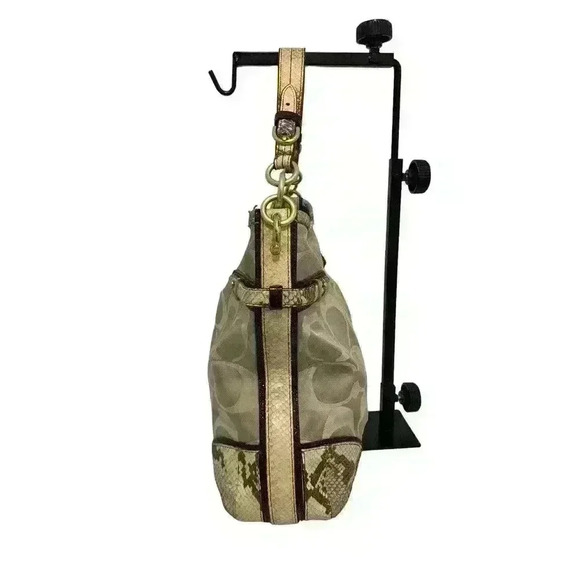 Coach Colette Signature Beige Sateen Python Leather Hobo Bag #16408 - Picture 3 of 10